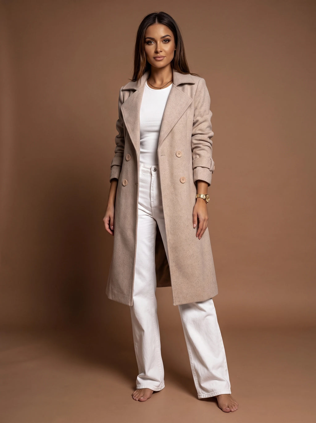 Long Belted Warm Wool Coat