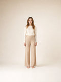 Pantalones de punto suave de pierna ancha