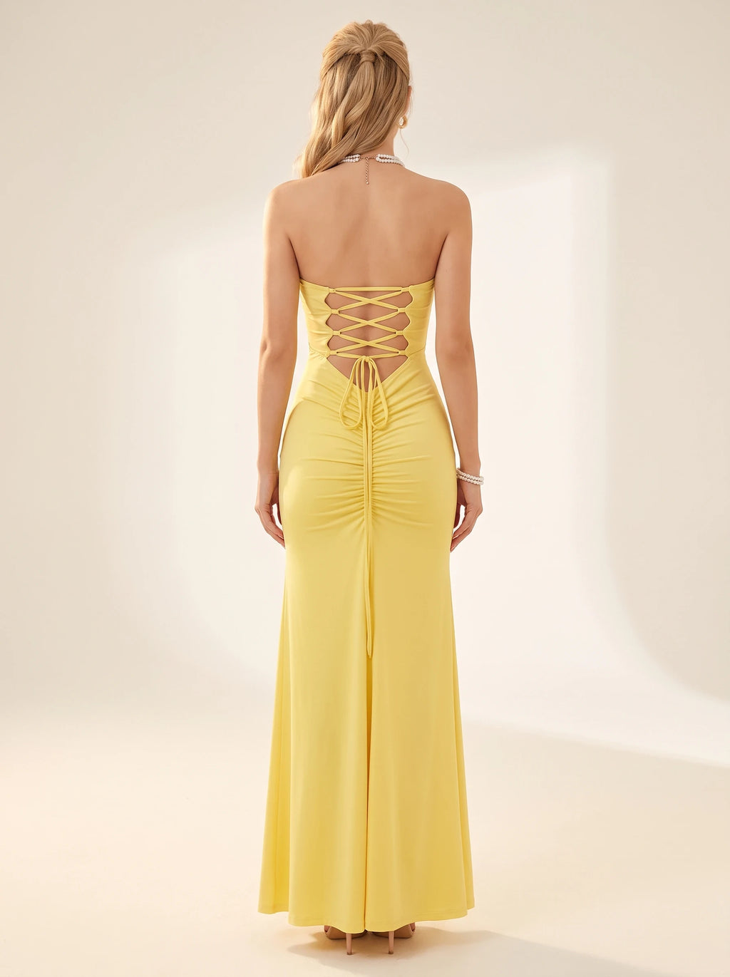 Open Lace Back Long Maxi Dress