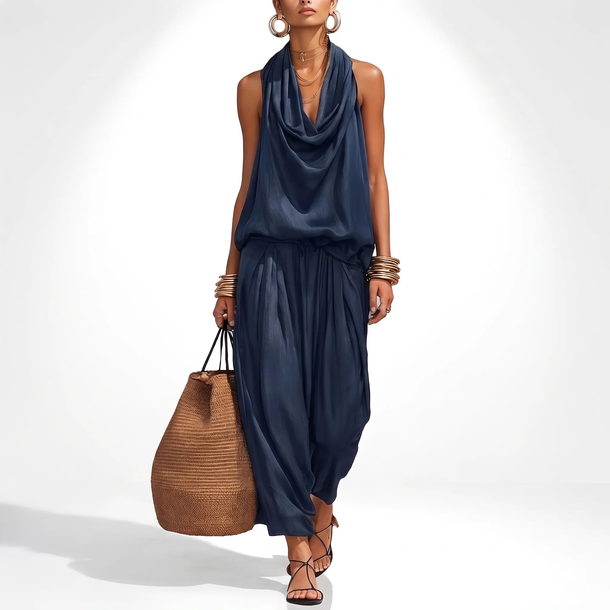 The Draped Vest Set