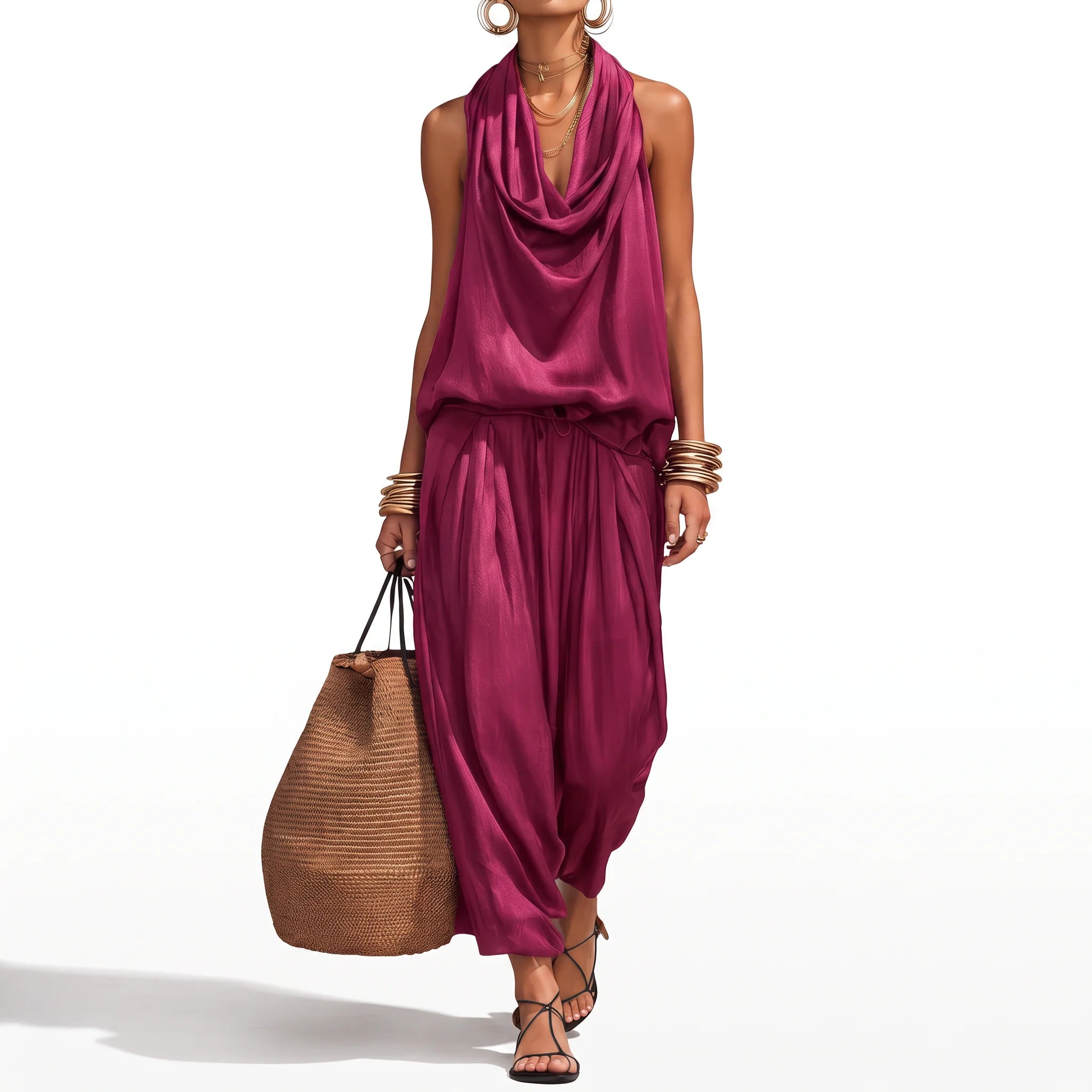 The Draped Vest Set